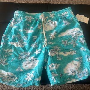 Old Navy Teal Tropical Print Men's Swim Board Shorts